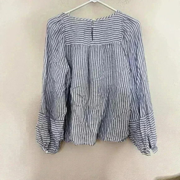 Ann Taylor LOFT Striped Blue White Long Sleeve Top Blouse Size Small - Picture 6 of 8
